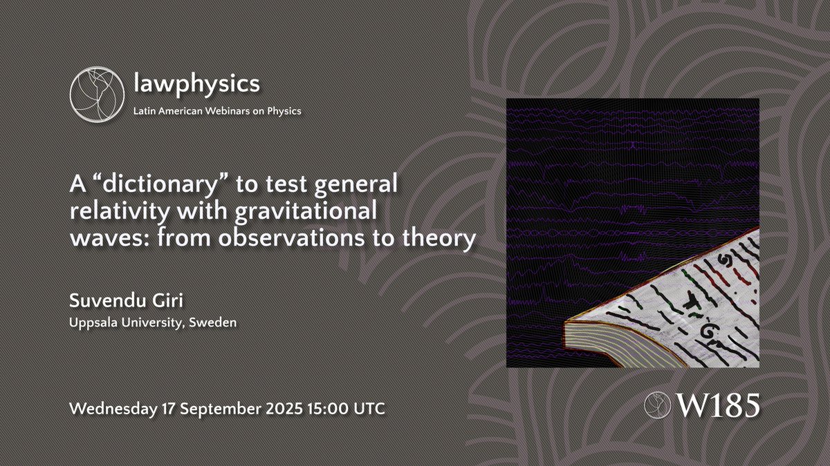 This Wednesday (September 17) at 15 UTC. We will host Suvendu Giri.  You can follow the live transition here:    

youtube.com/live/KolTA5ESA…

#EnjoyScience #EFT #BlackHoles #Astro #Gravitation