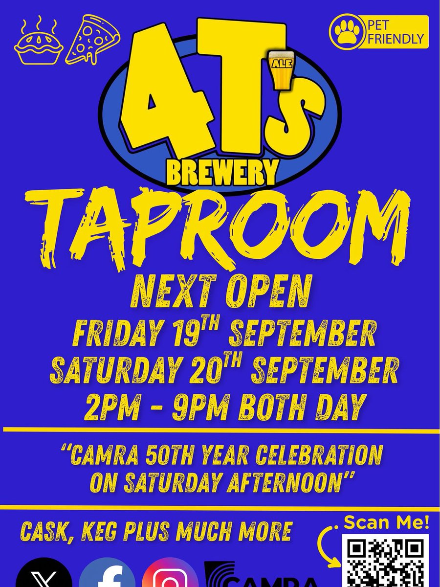 🍺TAPROOM WEEKEND INCOMING🍺

@pizza_lorenzos will be down and creating some amazing pizzas and some new additions which sound amazing! Serving Friday &amp; Saturday 🍕

@tomlinsbakehouse200271 Steak &amp; Stout pies will be back in for takeaways Friday &amp; Saturday. 🥧