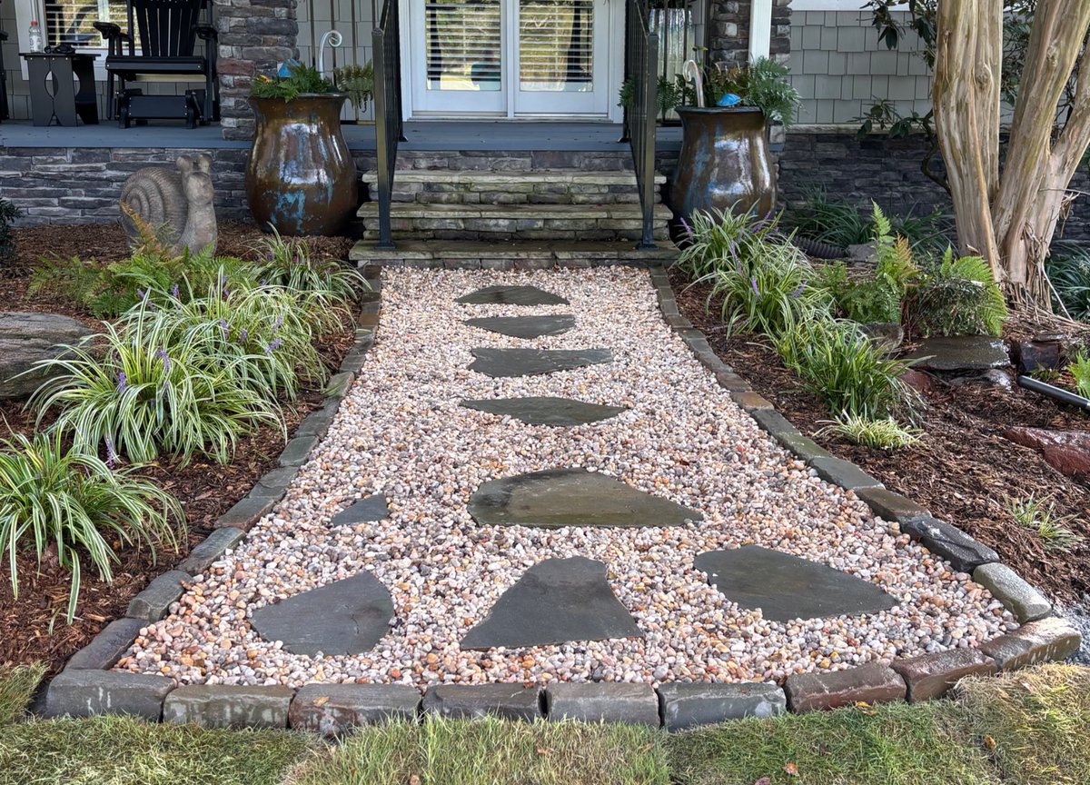 I do part time landscaping work and completed this walk way for a client last week.