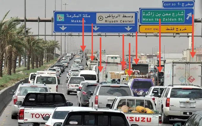 الدُّخول (لمدينة الرِّياض) هو المسار (الأسرع) لكلِّ المسافرين والشَّاحنات القادمة من شرق المملكة لغربها أو العكس‼️

وكذلك القادمين من وسط شمالها لجنوبها أو العكس‼️

تُمثِّل الشَّاحنات نسبة كبيرة من المرور(العابر ) للرِّياض‼️

وهذا سبب رئيسي للإختناقات المرورية ‼️

المقترح:

١-