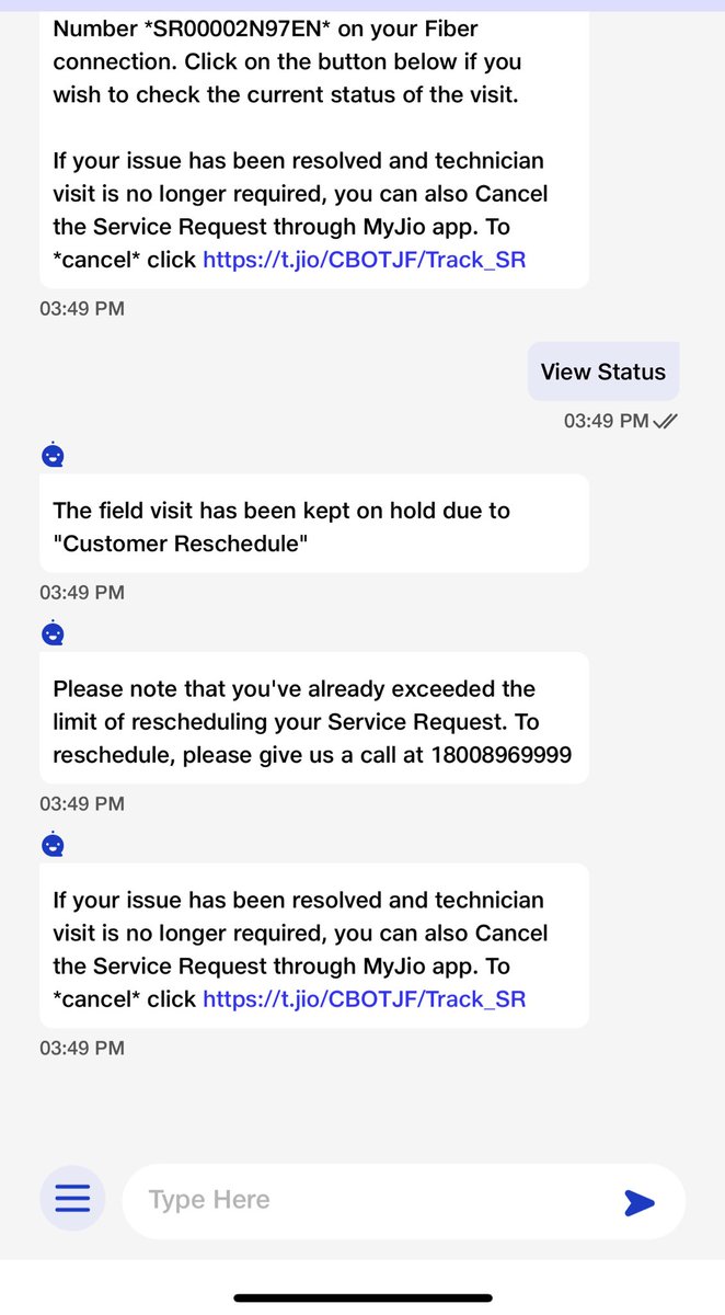 Manoj67182401's tweet image. @reliancejio @reliancegroup @JioCare 
#jio_network #jioairfibre #nointernetconnection #patheticservice The time it has required to get the issue resolved is so bad. Not even a single engineer has visited my place since a week of complaining. If you can’t provide a good service