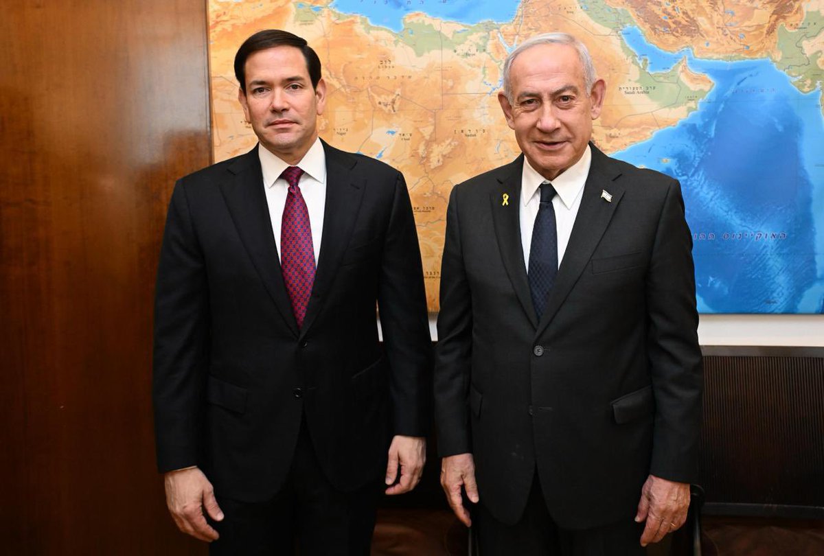 netanyahu's tweet photo. Great to meet my friend US Secretary of State Marco Rubio in Jerusalem! 🇮🇱🇺🇸
@SecRubio https://t.co/7Wgl5lchAD