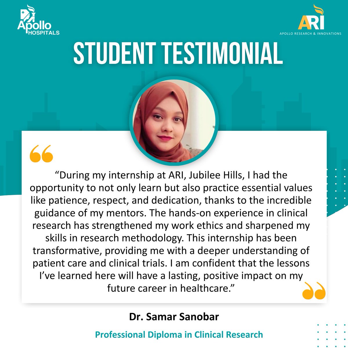 #clinicalresearch #clinicaltrials #apolloar #futureleaders #inspiration #alumnisuccess #careergrowth