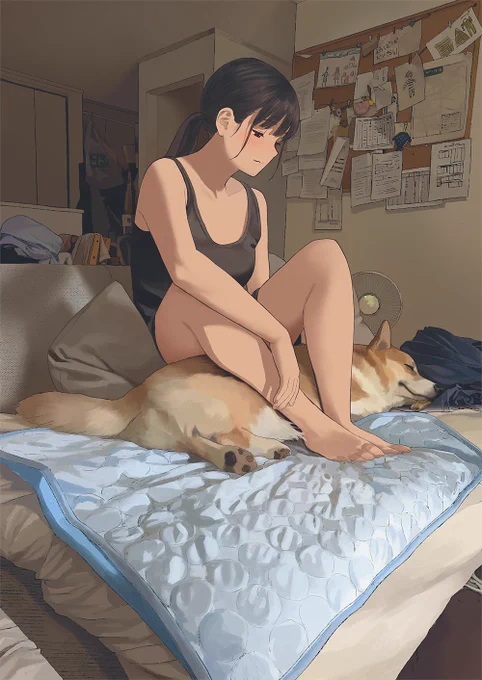 犬と女の子の絵を描くのが好き #3連休はフォロワーが増えるらしい