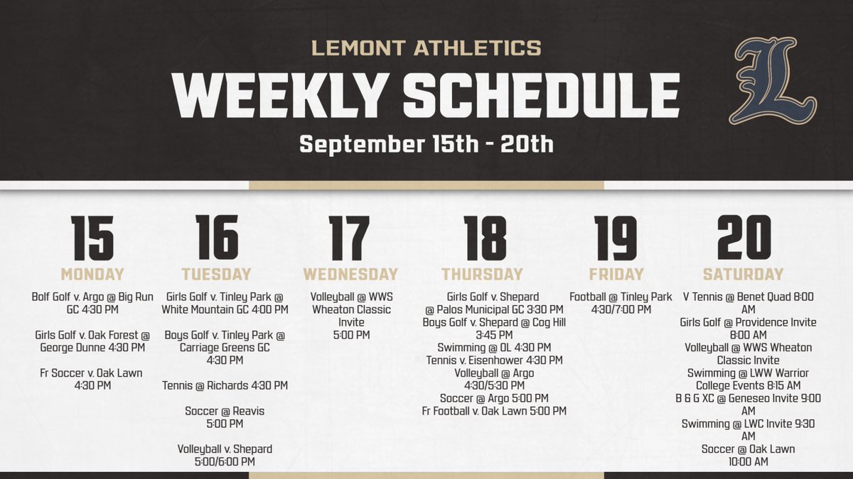 LHS210Athletics's tweet photo. Have a great week Lemont! https://t.co/Cnc7eOp5i5