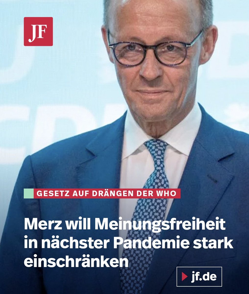 Gr@ntlɘr 🥨🍺 (@oida_grantler) on Twitter photo Wo bleibt der Aufschrei und eine Diskussion um Meinungsfreiheit? <a href="/bundeskanzler/">Bundeskanzler Friedrich Merz</a> Merz plant auf Initiative der WHO ein Gesetz, das konträre Meinungen bei künftigen Pandemien unter Strafe stellen soll. Andere Staaten in Europa sind skeptisch. Und <a href="/cducsubt/">CDU·CSU</a> wird es durchwinken? Wo bleibt der Aufschrei und eine Diskussion um Meinungsfreiheit? <a href="/bundeskanzler/">Bundeskanzler Friedrich Merz</a> Merz plant auf Initiative der WHO ein Gesetz, das konträre Meinungen bei künftigen Pandemien unter Strafe stellen soll. Andere Staaten in Europa sind skeptisch. Und <a href="/cducsubt/">CDU·CSU</a> wird es durchwinken?