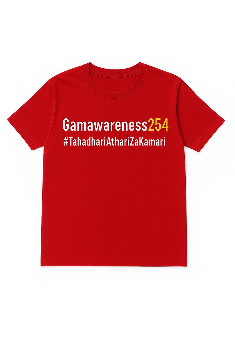 gamaware254's tweet photo. Shop for a cause! Get your #TahadhariAthariZaKamari T-shirts  &amp; support Gamawareness254’s fight against gambling harm! That’s not all, explore amazing fitness gear, fun games, and educational resources to help you stay strong, focused, and gambling-free.   https://t.co/CZXEPVoyUO https://t.co/2HxeDri3Ic