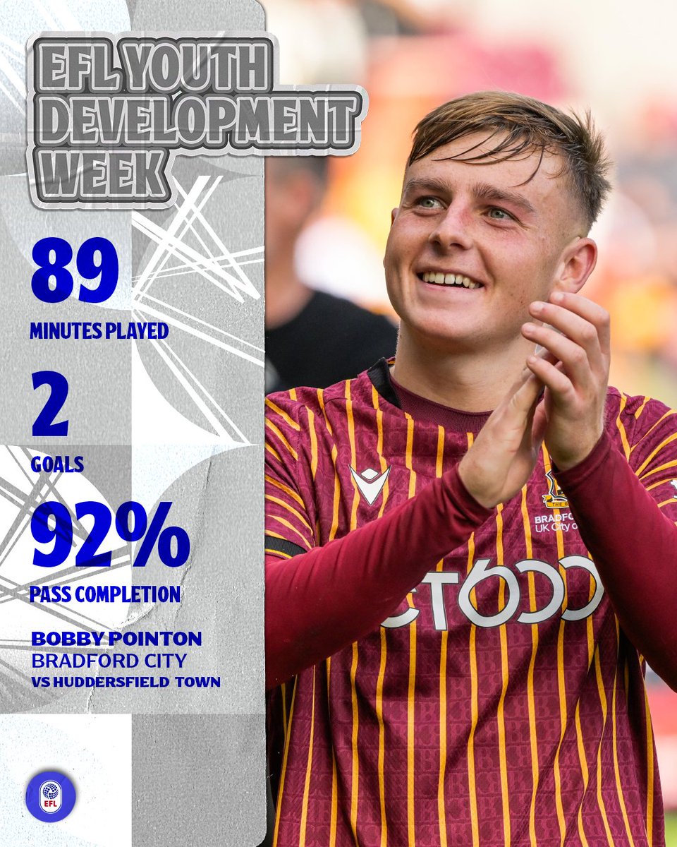 Sky Bet League One (@skybetleagueone) on Twitter photo π <a href="/officialbantams/">Bradford City AFC</a> Academy graduate Bobby Pointon shone in their West Yorkshire derby victory at the weekend! π
#EFL | #RaisedInTheEFL π <a href="/officialbantams/">Bradford City AFC</a> Academy graduate Bobby Pointon shone in their West Yorkshire derby victory at the weekend! π
#EFL | #RaisedInTheEFL