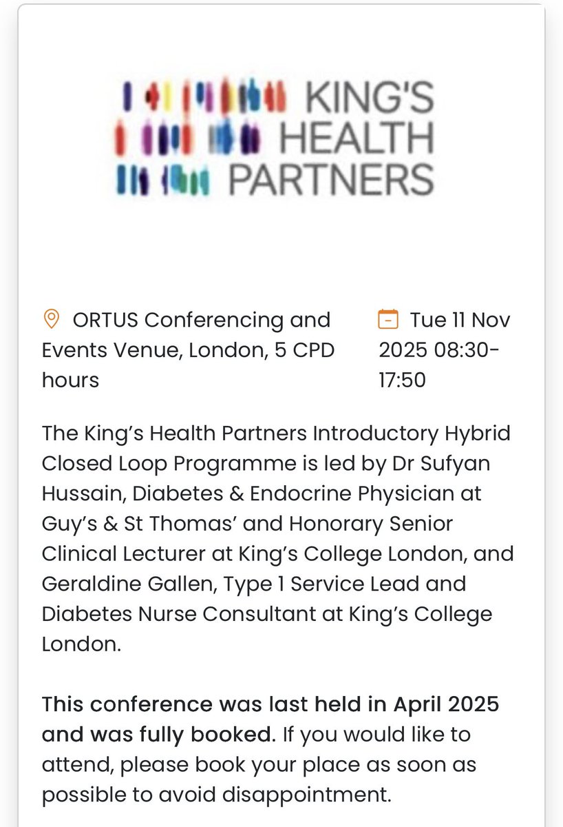 Kings Health partners successful HCL introductory day is running this November and we still have places available. Great agenda from experts in the field, don’t miss this opportunity, please also share with colleagues…..
diabetes-nnf.co.uk/events/kings-h…

￼