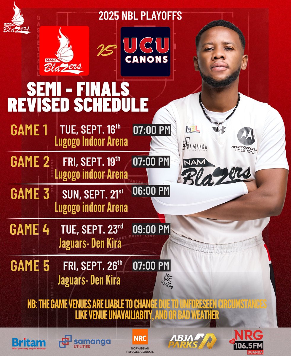 REVISED SCHEDULE

#BlazingUp #BlazeThePlayoffs