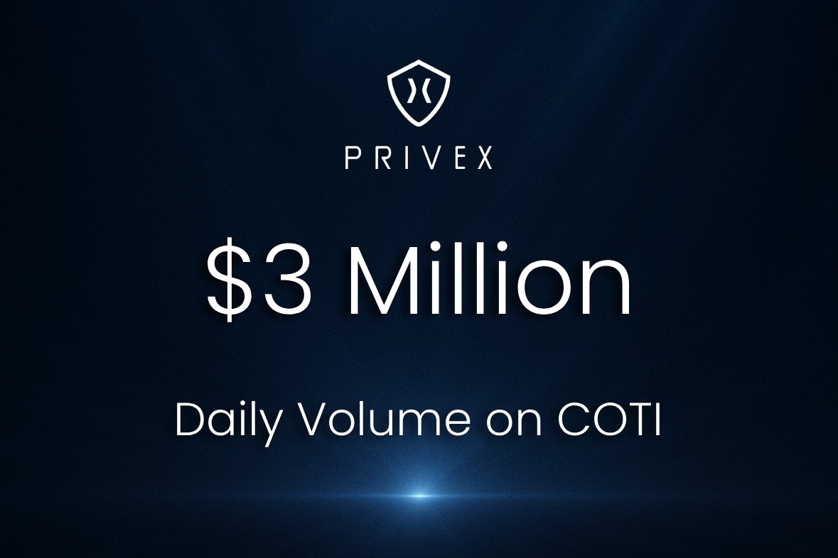PriveX (@privex_official) on Twitter photo The PriveX community just pushed past $3M daily volume, a record on <a href="/COTInetwork/">COTI Foundation</a> 🔥
This is only the beginning.
👉 Join the community, share your trades, and discuss strategy: t.me/PriveX_Official
📈 Start Trading Now: app.prvx.io/?utm_source=tw… The PriveX community just pushed past $3M daily volume, a record on <a href="/COTInetwork/">COTI Foundation</a> 🔥
This is only the beginning.
👉 Join the community, share your trades, and discuss strategy: t.me/PriveX_Official
📈 Start Trading Now: app.prvx.io/?utm_source=tw…