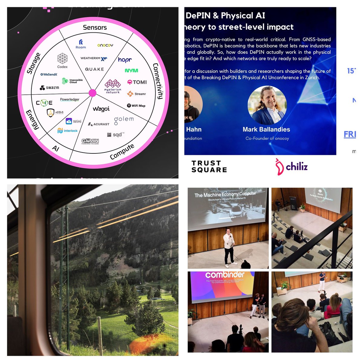 🚆 On my way to Zurich!

Last week with <a href="/silencioNetwork/">Silencio</a> , <a href="/peaq/">peaq</a>  &amp; <a href="/combinderio/">Combinder</a>  – now heading to #CryptoMondaysZurich &amp; <a href="/BreakingDePIN/">Breaking DePIN</a> .

🔍 Focus: DePIN &amp; Physical AI – bridging real-world infra, edge AI &amp; token governance.

Highlights I’m excited about:
• Silencio + peaq →