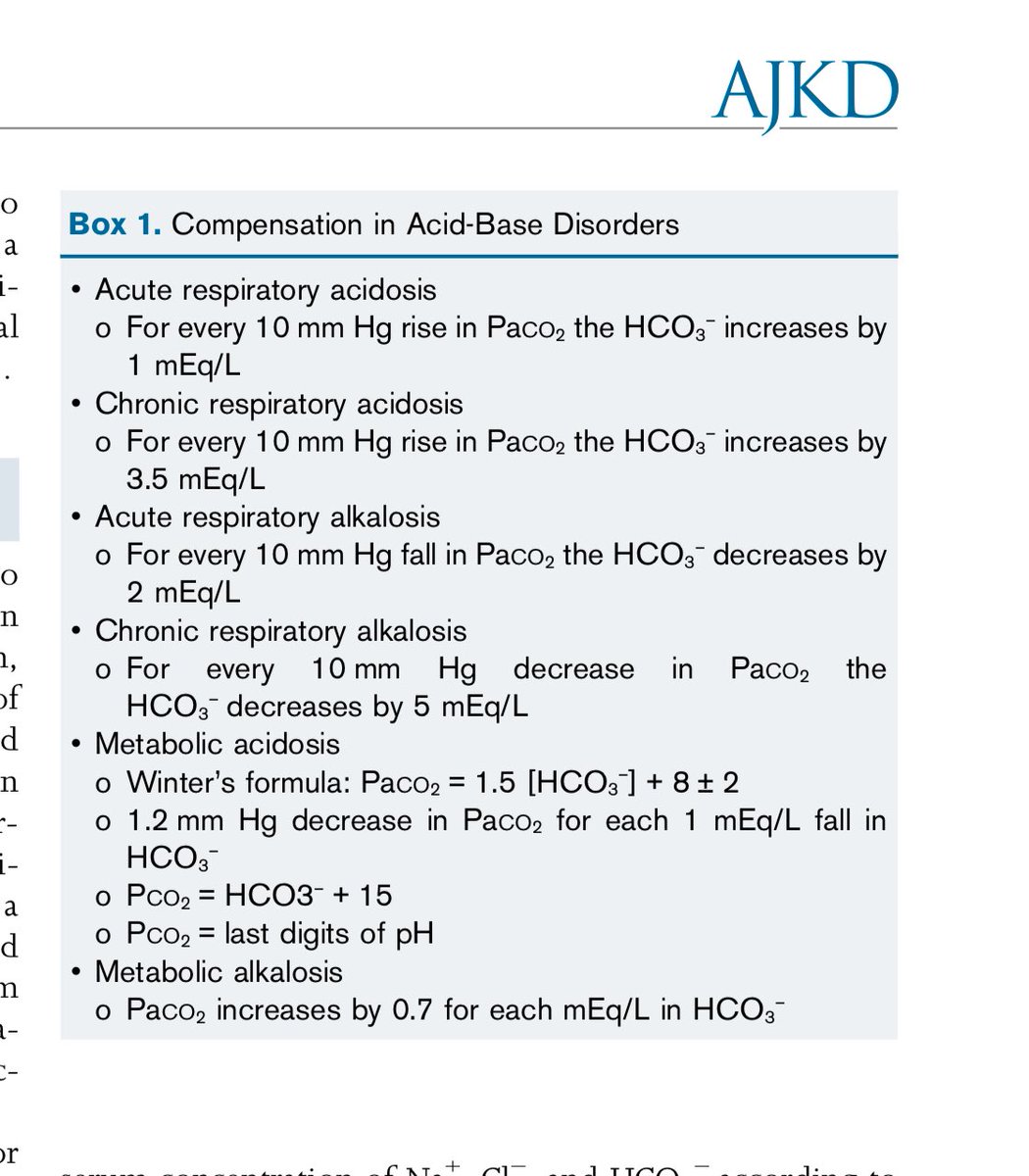 🫘👍Compensation in acid base disorders

ajkd.org/article/S0272-…