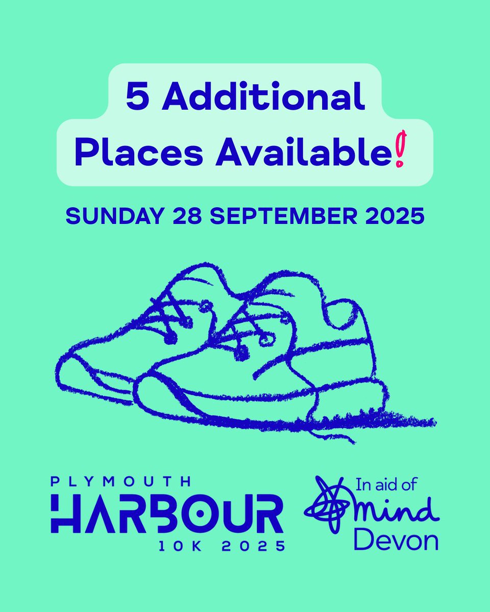 We have an additional 5️⃣ places available for anyone who missed out on signing up for our 𝗣𝗹𝘆𝗺𝗼𝘂𝘁𝗵 𝗛𝗮𝗿𝗯𝗼𝘂𝗿 𝟭𝟬𝗞 — once they're gone, they're gone! 👟 

Secure your place here: phr.devonmind.com #TeamDevonMind

Headline Sponsor: <a href="/PlymCatte/">Cattewater Harbour Plymouth</a>