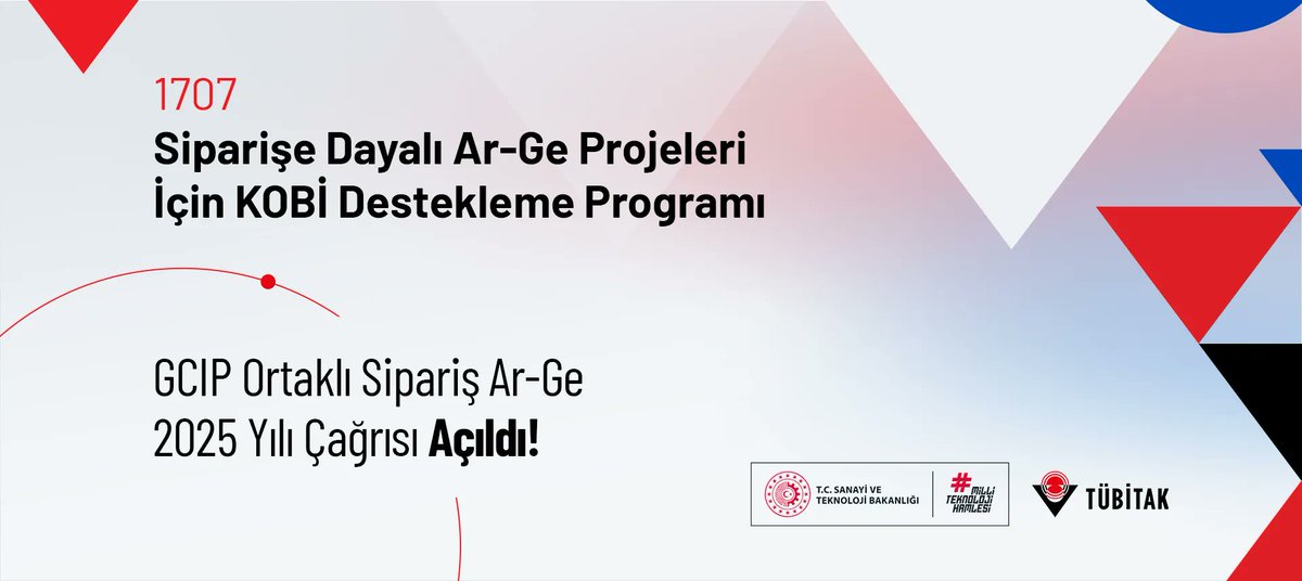 1707-GCIP Ortaklı Sipariş Ar-Ge 2025 Yılı Çağrısı Açıldı!
Çağrı, iklim değişikliğiyle mücadele, adil enerji dönüşümü ve düşük karbonlu sürdürülebilir kalkınma için çözümler sunacak gelecek nesil temiz teknoloji yenilikçilerini desteklemektedir.
Detaylar
tubitak.gov.tr/tr/duyuru/1707…