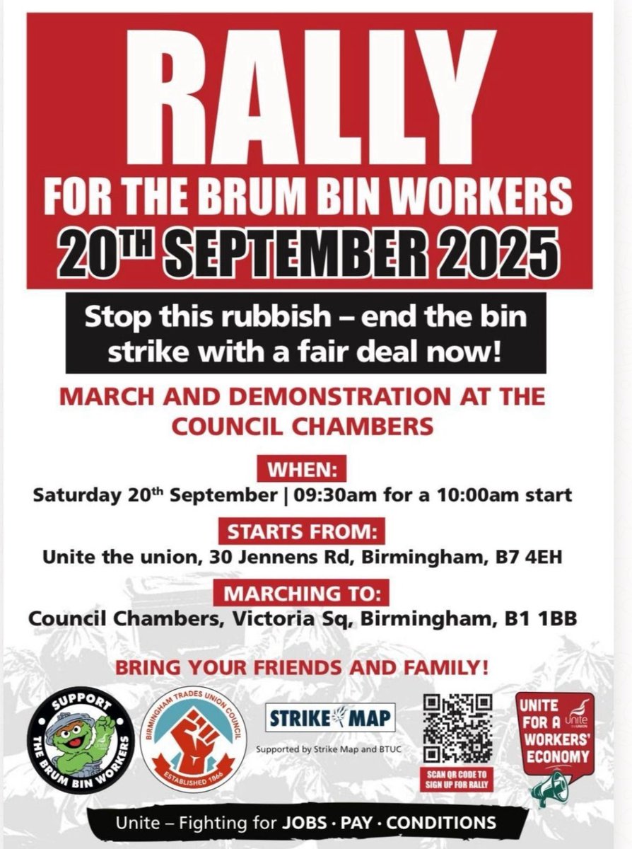 wearecollectiv_'s tweet photo. ✊🚛 Solidarity with Birmingham bin workers! 🚛✊
This rally in Saturday, 20th Sept is pivotal.
Birmingham City Council think they can grind workers down and smash the union. We won’t let it happen.
📍 9:30am Unite, Jennens Rd, Council House, Victoria Sq, B1 1BB
#SupportTheBinWorkers #FireAndRehire