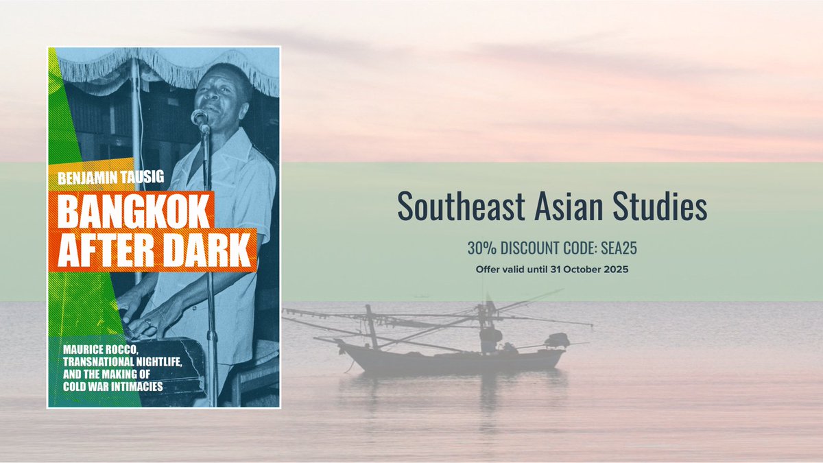 Benjamin Tausig uses Rocco’s intriguing story to trace the history of transnational nightlife encounters between Thais and Americans during the long American war in Vietnam.

Find us at the #ASEASconference2025 today!

 mngbookshop.co.uk/9781478031703/…

<a href="/ASEAS_UK/">Association of Southeast Asian Studies (ASEAS)</a> <a href="/DukePress/">Duke University Press</a>