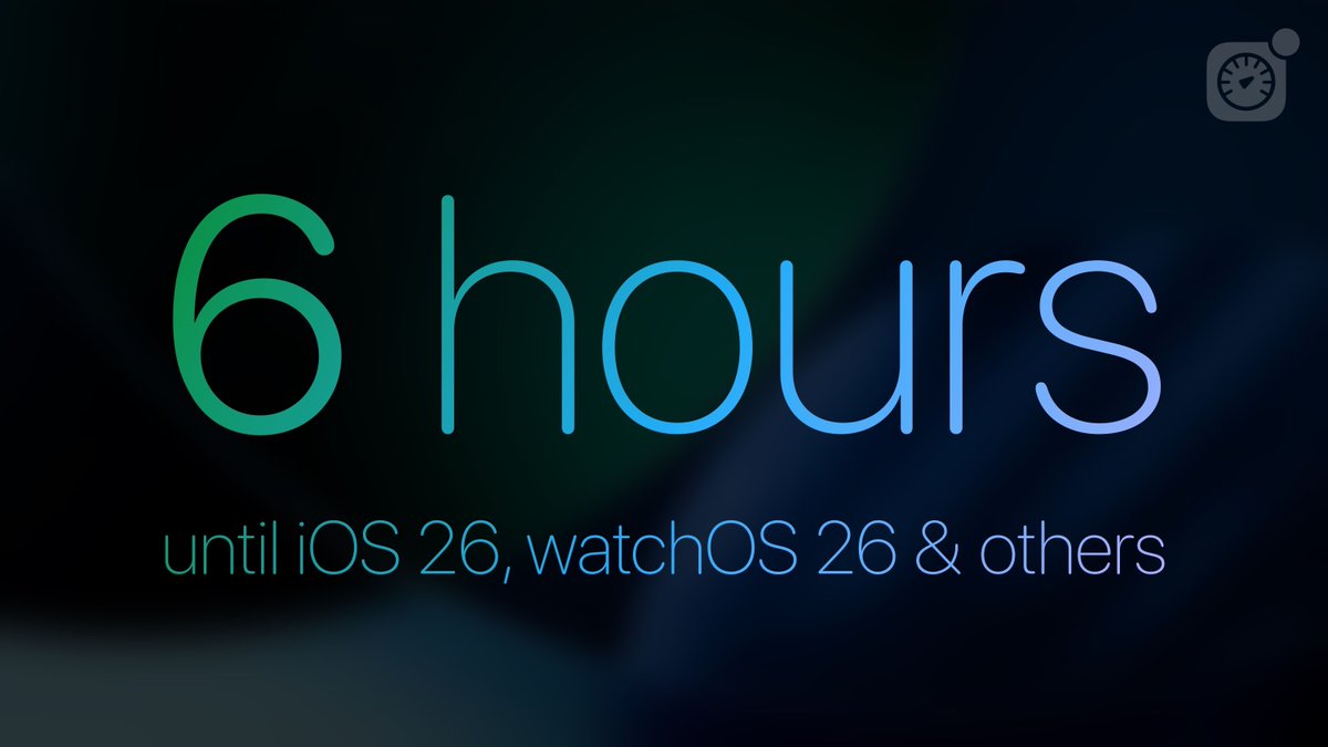 6 hours until iOS 26, iPadOS 26, watchOS 26, and more will be released to the public! Get ready for a new design 👀

#AppleEvent