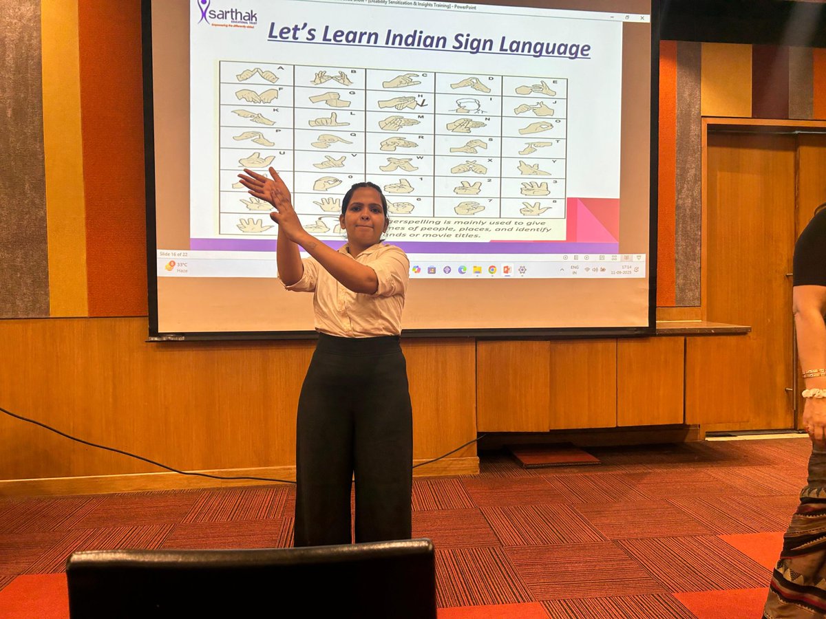 SarthakEducati2's tweet photo. In partnership with @Accor Group, we conducted a Disability Sensitization Workshop at ibis New Delhi Aerocity. The initiative focused on awareness, inclusion, and creating workplaces where every ability is valued. βΏπ#SignLanguage #Workshop2025 @SarthakEducati2 https://t.co/HSZPRKR9t6