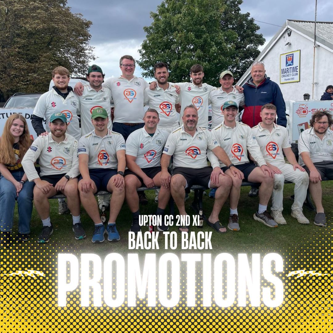 💚 𝗕𝗔𝗖𝗞-𝗧𝗢-𝗕𝗔𝗖𝗞 𝗣𝗥𝗢𝗠𝗢𝗧𝗜𝗢𝗡𝗦! 💛 

Our 2nd XI have only gone and done it again – 𝗣𝗥𝗢𝗠𝗢𝗧𝗘𝗗 to the Cheshire County Cricket League 2nd XI Premier Division! 🔥 

That’s two promotions in two seasons for the team, led brilliantly by captain Rich Battersby