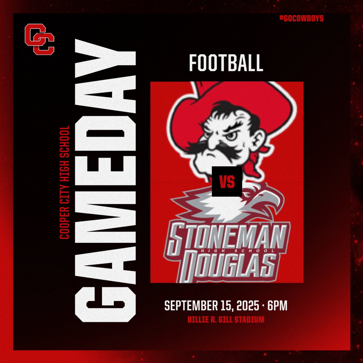 Come out and support the Cowboys Football team for their makeup game against Stoneman Douglas tonight at 6pm.  Tickets from August 29th are still valid.  Go Cowboys!