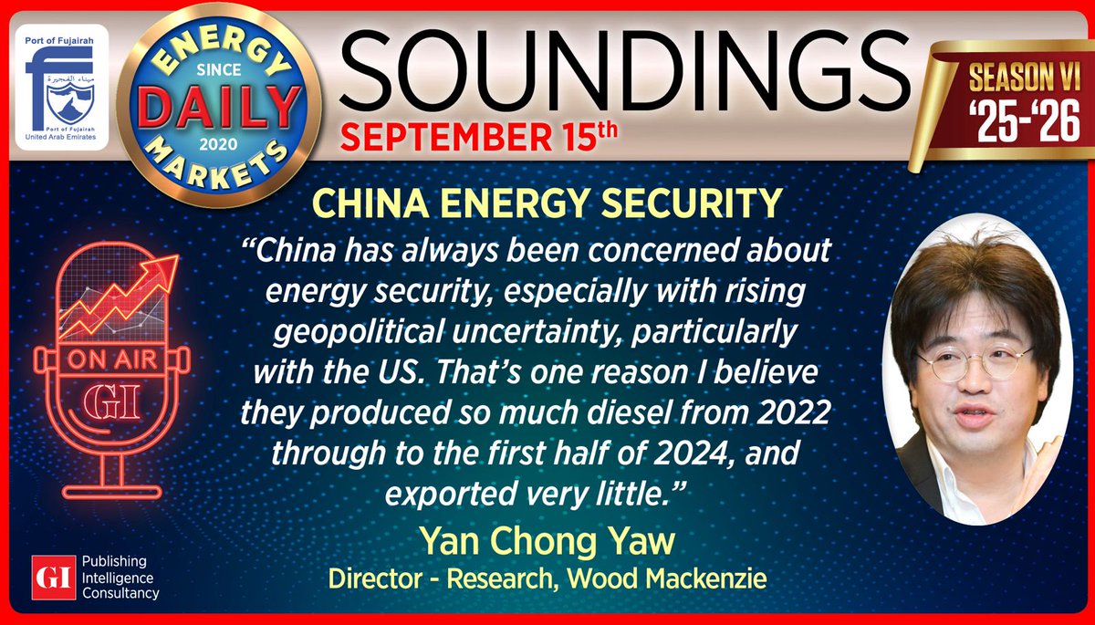 Gulf Intelligence (@gulf_intel) on Twitter photo 'What factors lie behind China's stockpiling strategy?'
Click here to access the full podcast: youtube.com/live/ZSE0s2w26β¦
<a href="/WoodMackenzie/">Wood Mackenzie</a> #China #Energy #OOTT #OilandGas 'What factors lie behind China's stockpiling strategy?'
Click here to access the full podcast: youtube.com/live/ZSE0s2w26β¦
<a href="/WoodMackenzie/">Wood Mackenzie</a> #China #Energy #OOTT #OilandGas