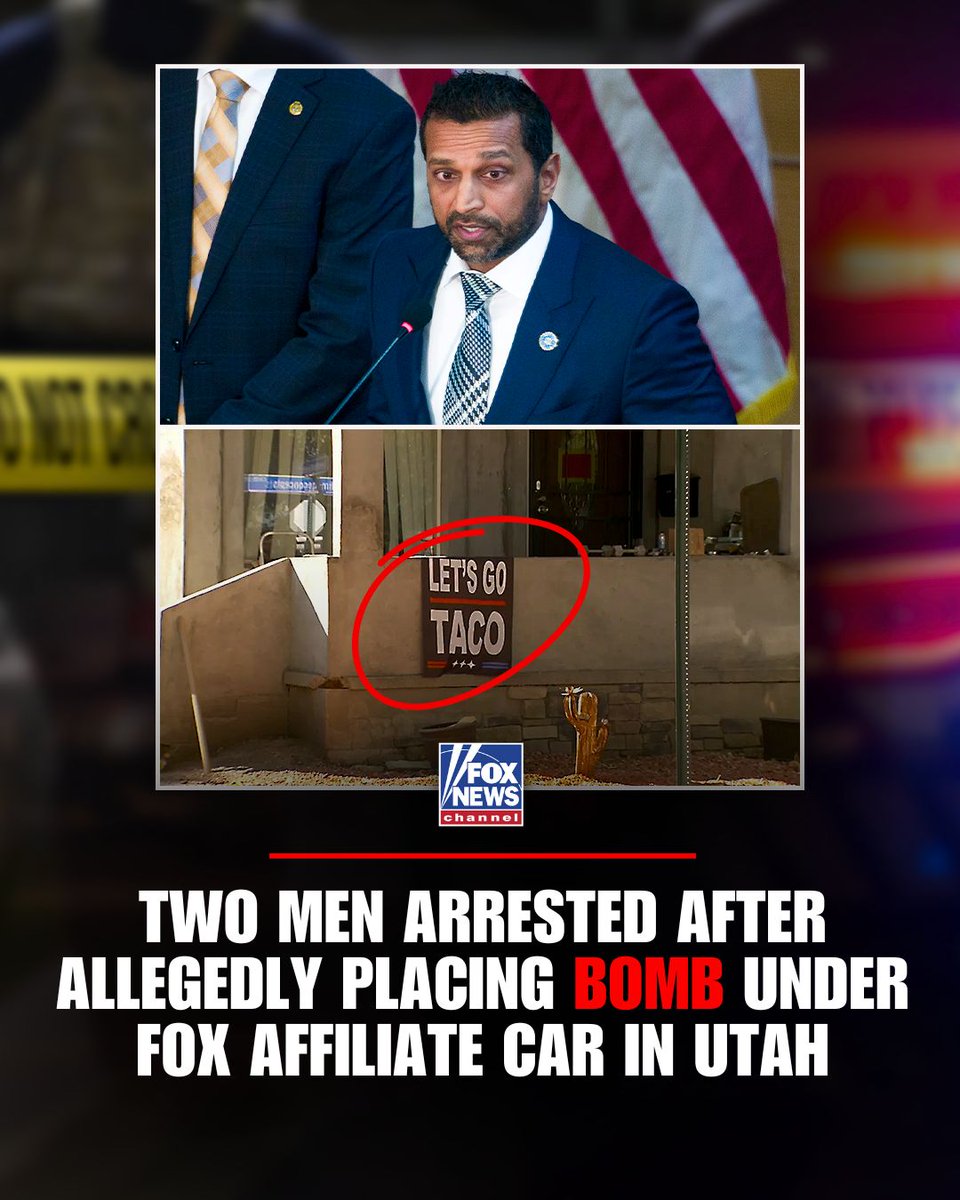 FoxNews's tweet image. 🚨 NEW: The FBI arrested two men after they allegedly placed a bomb under a FOX 13 News vehicle in Salt Lake City. Officials say the device was lit but failed to detonate.
Anti-Trump signs were found outside of where the suspects were said to be living.
Suspects Adeeb Nasir,…