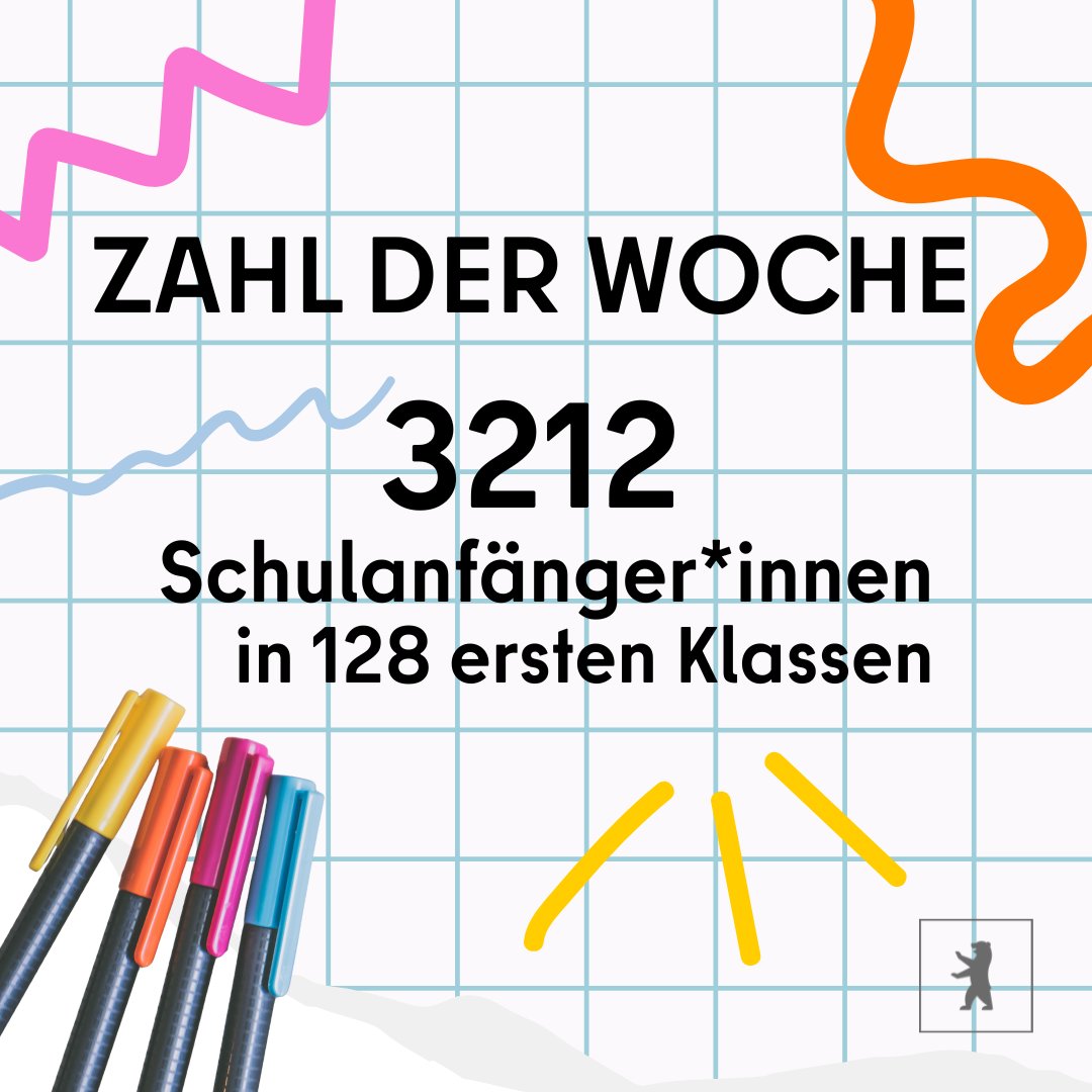 Los gehts! 3212 Schulanfänger*innen starten heute in Mitte die Schule. 🏫 📚
Aufgeteilt sind sie dabei auf 128 erste Klassen, bzw. Lerngruppen in Grund- &amp; Gemeinschaftsschulen.

Wir wünschen einen guten Start ins neue Schuljahr &amp; viele lehrreiche, spannende &amp; schöne Stunden! 🤩