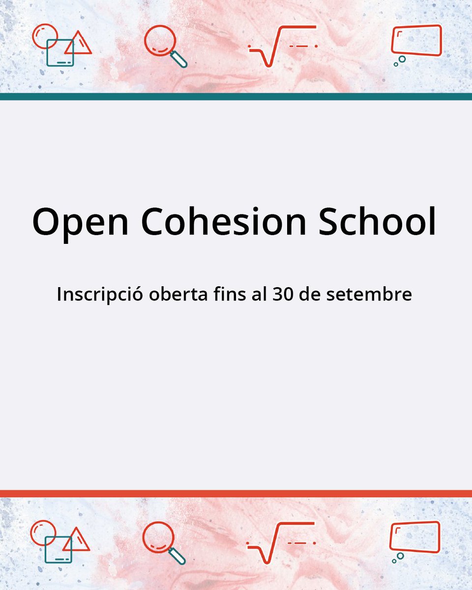 📢 Ja és oberta la inscripció a l’Open Cohesion School!
Un programa educatiu interdisciplinari i innovador per a secundària que promou la supervisió ciutadana de les finances públiques.

🗓️ Fins al 30 de setembre

🔗 administraciodigital.gencat.cat/ca/dades/dades…

#AlsCentres