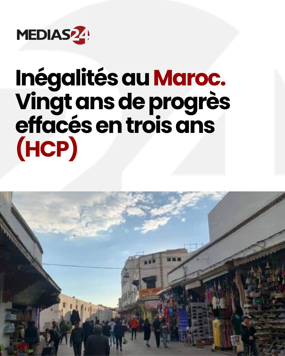 Medias24's tweet photo. https://t.co/o0h4jCFI4J

Après deux décennies de recul progressif des inégalités, le Maroc a vu ses acquis reculer entre 2019 et 2022, sous l’effet de la pandémie, de l’inflation et des sécheresses. L’indice de Gini est ainsi revenu à un niveau proche de celui du début des années 2000.