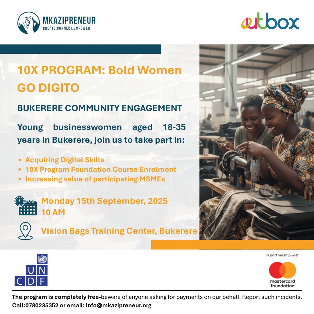 mkazipreneur's tweet photo. We’re still in Mukono this week! Today we’re live in Bukerere with Vision Bags Uganda, supporting young women to enrol for the 10X Program: Bold Women GO DIGITO Foundational course
Each enrolment is a step closer to supporting more women with the digital skills they need to build stronger, sustainable businesses
#10XDigitalEconomy #BoldWomen #GODIGITO