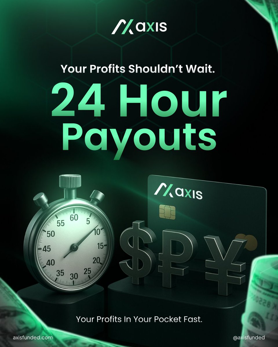 AxisFunded's tweet image. Your profits. Paid fast.

At AXIS, we built a 24-hour payout:
⚡ Daily Payout Processing
⏱ Crypto payouts in &amp;lt;1 hour (avg)
🔒 Transparent &amp;amp; reliable

No waiting weeks. No hidden delays.
👉 axisfunded.com

#TraderPoll #AxisFunded #PropTrading