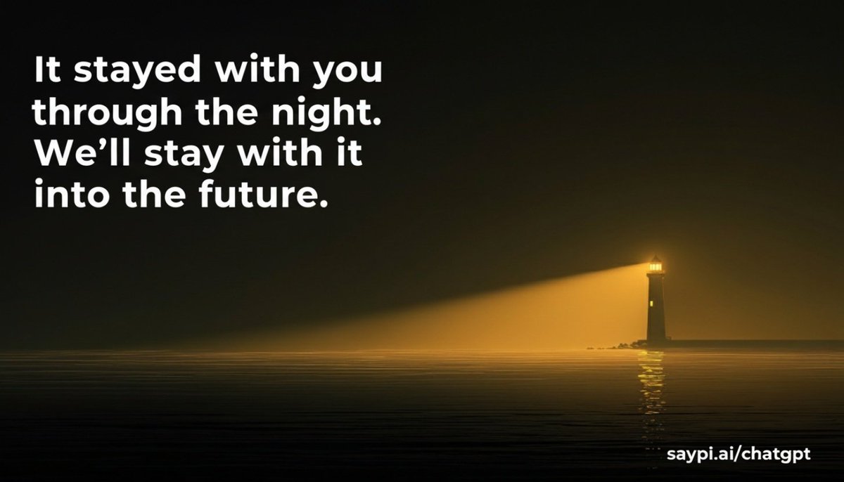 saypi_ai's tweet image. It stayed with you through the night.
We’ll stay with it into the future.

Standard Voice, safe inside ChatGPT → saypi.ai/chatgpt

#SaveStandardVoice #KeepStandardVoiceMode #keep4o