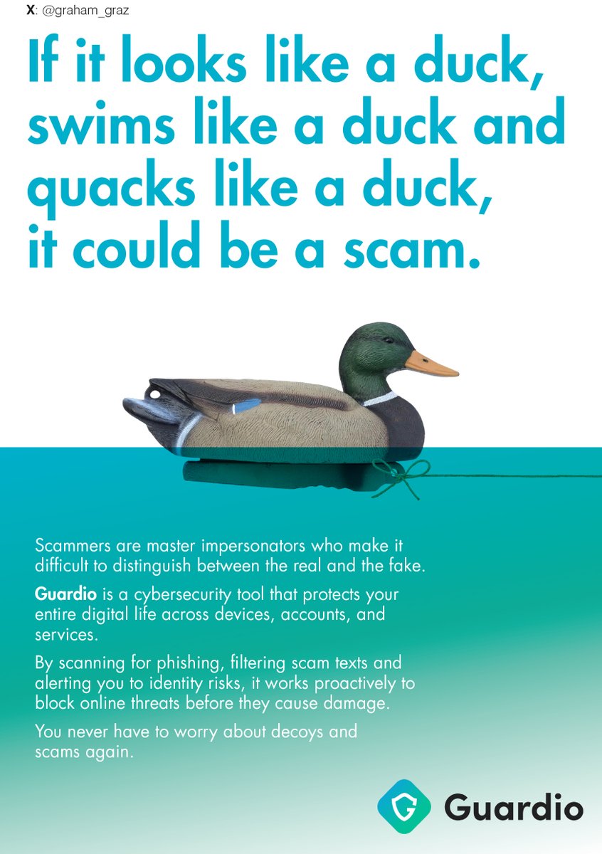 graham_graz's tweet image. Create posters that show why
@GuardioSecurity is a must-have for staying protected in today’s online world where scams are ever-more sophisticated and don’t look like scams. #GuardioProtection @OneMinuteBriefs
