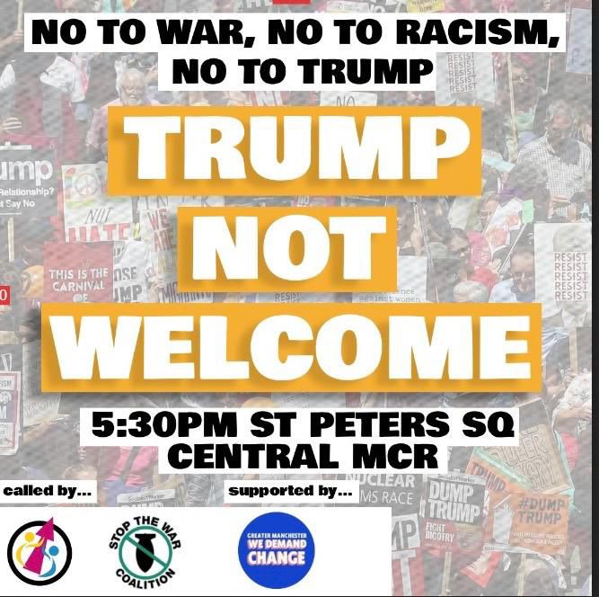 Manchester Stand Up To Racism (@manchester_sutr) on Twitter photo Manchester Rallies Against Trump! From 
5.30pm Weds 17 Sept in St Peters Square <a href="/AntiRacismDay/">Stand Up To Racism</a> #NoRacismNoFascism #NoToTrump #WeDemandChange Manchester Rallies Against Trump! From 
5.30pm Weds 17 Sept in St Peters Square <a href="/AntiRacismDay/">Stand Up To Racism</a> #NoRacismNoFascism #NoToTrump #WeDemandChange