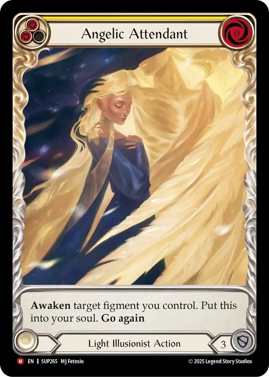limoia's tweet photo. @CardmarketFAB @fabtcg Angelic attendant! The EA Cold Foil version is the strongest, obviously https://t.co/fDfmKvXWI8