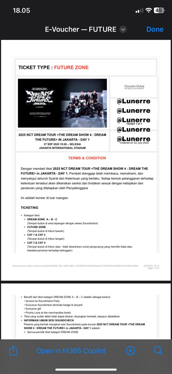 Lunerre's tweet image. RT &amp;amp; Like will be appreciated.

WTS // WANT TO SELL TIKET TDS 4 IN JAKARTA

Future Day 1, wv presale (1 tix)

💰 PRICE : 3.800.000
✅ negotiable
✅ tiket milik pribadi dijual karena mau nonton di day 2

feel free to dm for proof and anything.

t. wts wtb tds 4 jkt
