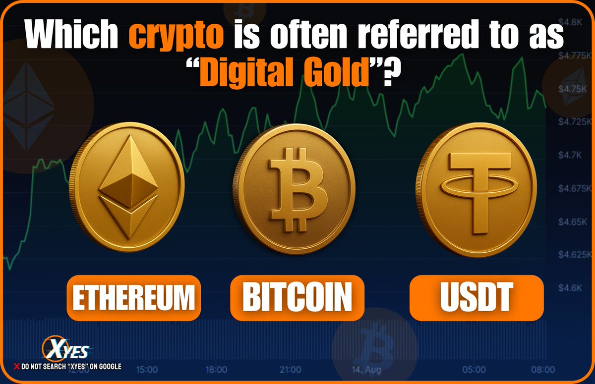 Which cryptocurrency is often referred to as “Digital Gold”? Drop your  answer in the comments! Include your Xyes ID 👇 🎁 #Crypto #DigitalGold