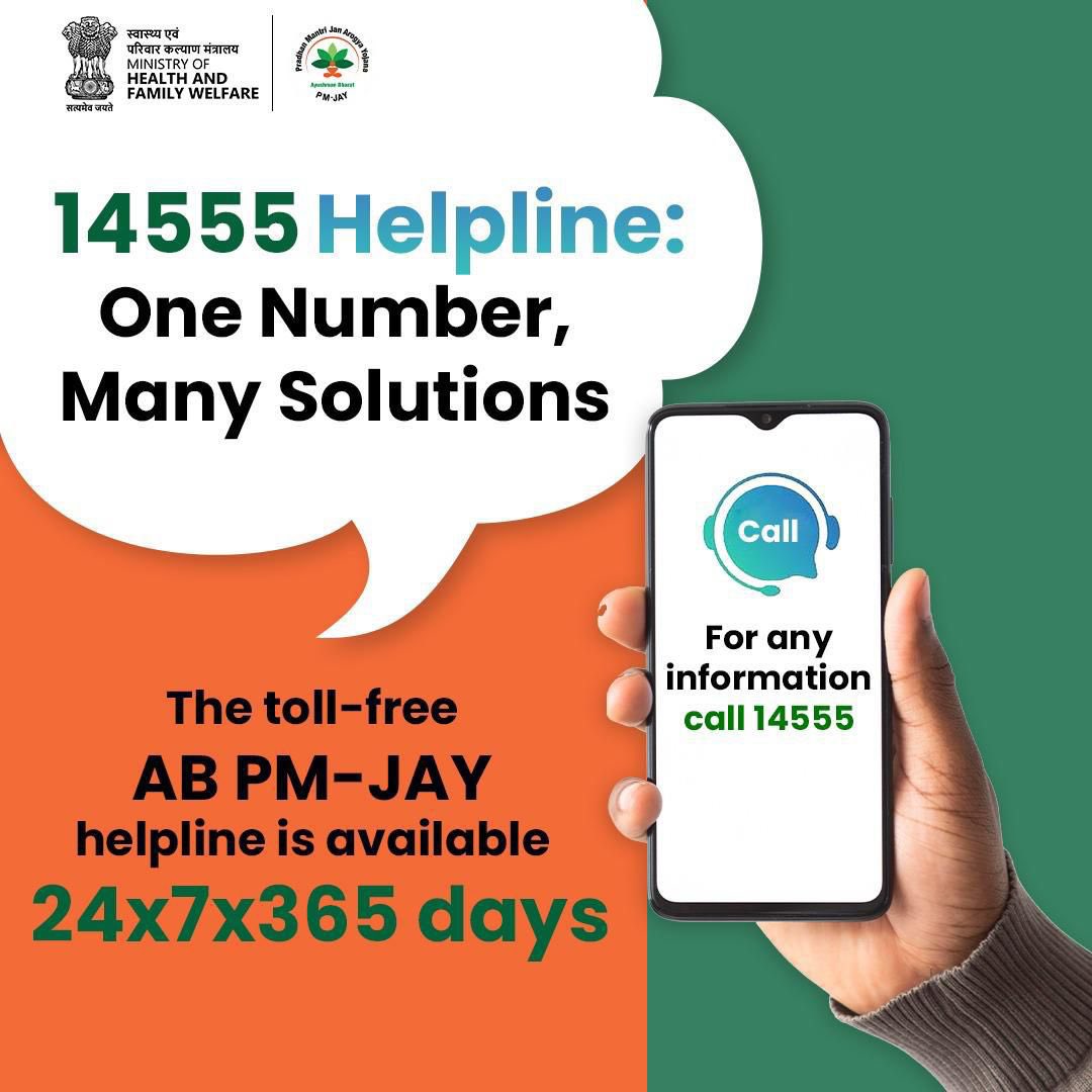MoHFW_INDIA's tweet photo. Embrace a healthier future with the Ayushman Card!Why should one have an Ayushman Card? Through the Ayushman Card, beneficiaries of #AyushmanBharat Pradhan Mantri Jan Arogya Yojana (AB PM-JAY) will easily be able to get free treatment up to Rs 5 lakh per family per annum.Call 14555 to know your eligibility in the scheme.#AyushmanBhav
