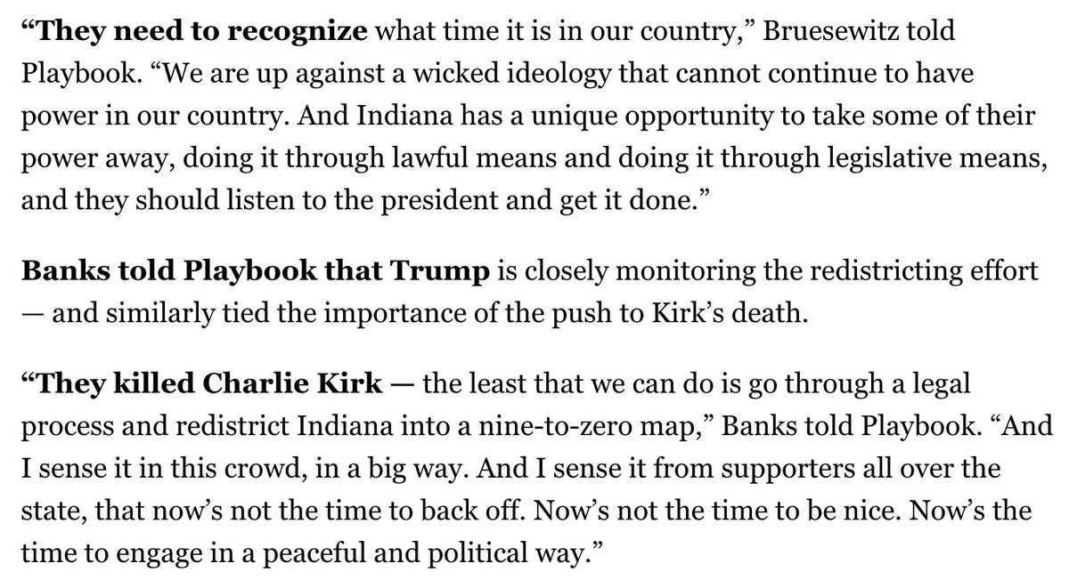 Michael Kruse (@michaelkruse) on Twitter photo “They killed Charlie Kirk — the least that we can do is go through a legal process and redistrict Indiana into a nine-to-zero map.” tinyurl.com/4xmucjum “They killed Charlie Kirk — the least that we can do is go through a legal process and redistrict Indiana into a nine-to-zero map.” tinyurl.com/4xmucjum