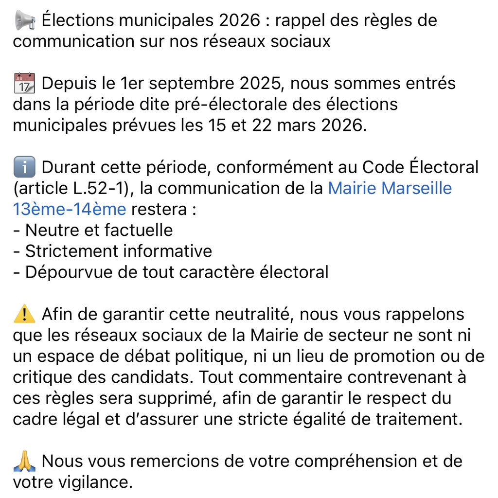 📢 Élections municipales 2026 : rappel des règles de communication sur nos réseaux sociaux