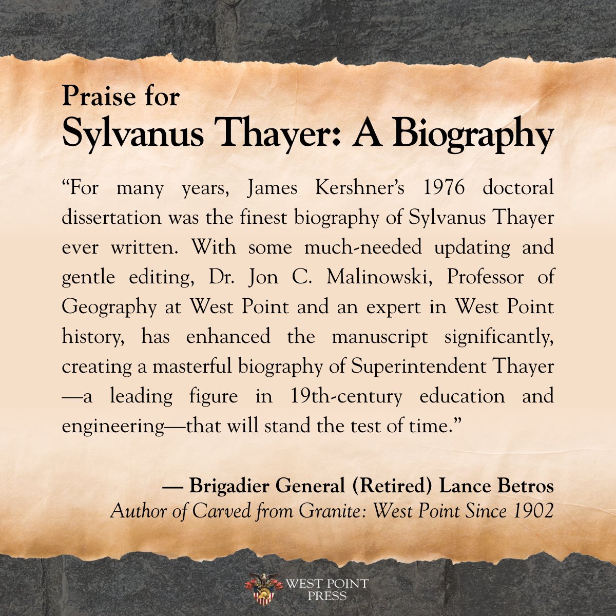 Request or download your copy of Sylvanus Thayer: A Biography on September 25th here: press.westpoint.edu/book/biography…