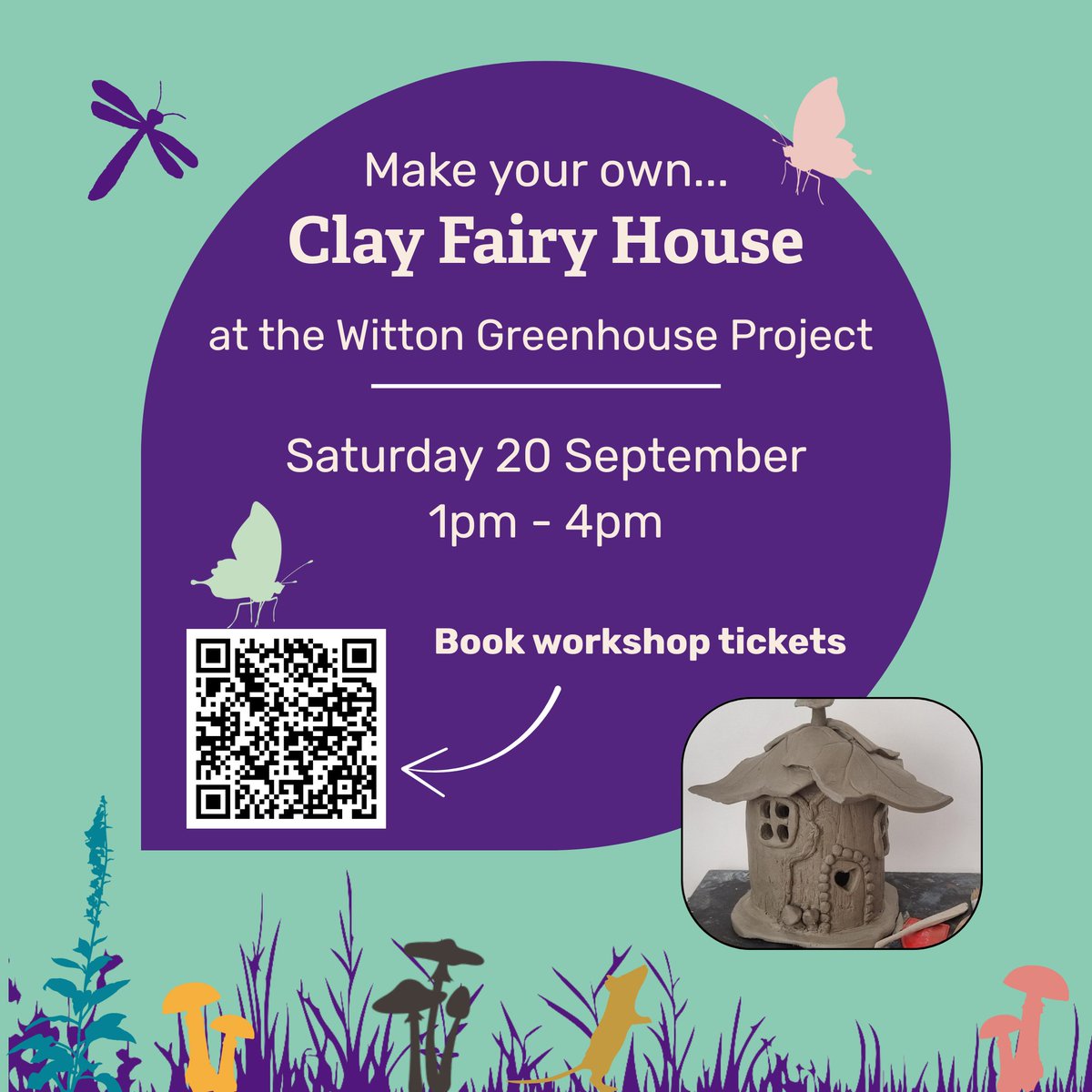 Away with the fairies? Join our workshop at the Greenhouse project in Witton Country Park to make a home for them!🧚‍♀️🏡

Join ceramics specialist Chrissie on Sat 20 September to create a bespoke fairy house garden ornament with air drying clay.

Book: ow.ly/7f9E50WVi36