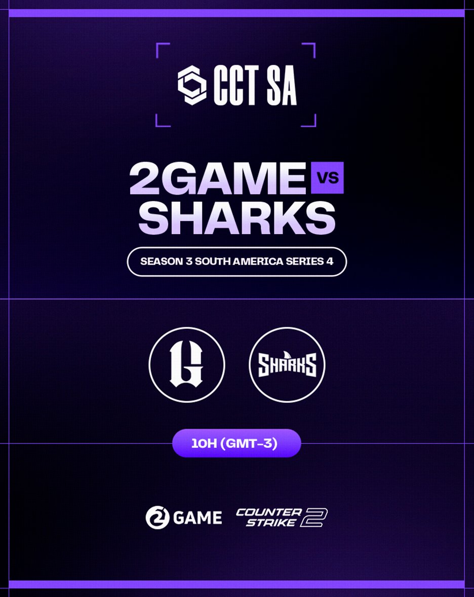 HOJE TEM #2GAMECS!

É dia de Quartas de finais do CCT SA 4
🆚Sharks
⏰10h

#PlayPurple