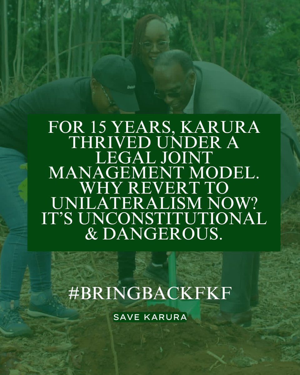 Karura Forest was saved by the people, for the people

For 15+ yrs, the joint @KFSKenya &amp; FKF-CF model has made it a global success story, safe, thriving, and community-led.

Don’t undo it.
Uphold the Joint Agreement to 2041.
Protect #KaruraThePeoplesForest ✍️

Sign the petition