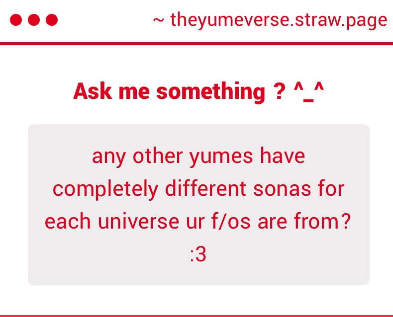 Yumeverses's tweet image. #yumeverseasks

Any yumes with different sonas for every universe their f/o is in ? (՞ .  ̫.՞)&quot;