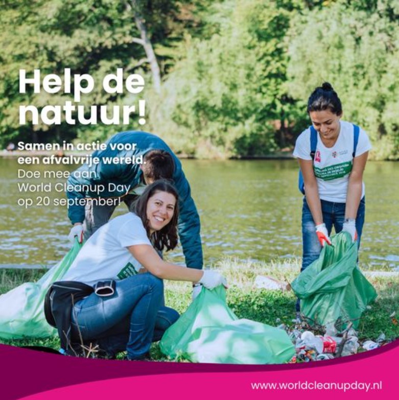 Opruimen gezellig? Jazeker! Doe op 20 september mee met #WorldCleanupDay.
Je kan meedoen met een bestaande #cleanup, of er zelf een organiseren. Dat kan ook als organisatie of als school. Samen ruimen we veel #zwerfafval op!

worldcleanupday.nl
