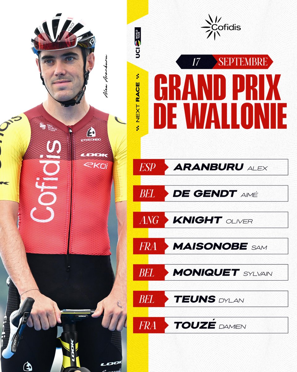 Team Cofidis (@teamcofidis) on Twitter photo Rendez-vous ce mercredi 17 septembre au #GPwallonie Rendez-vous ce mercredi 17 septembre au #GPwallonie
