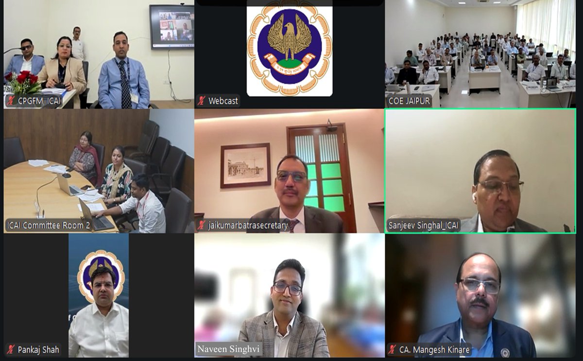 Sh. Naveen Singhvi, PD (Comm-II),O/o C&amp;AG of India virtually inaugurated Residential Program on Ind AS for SAO’s of C&amp;AG at ICAICoE Jaipur alongwith CAMangesh Kinare,Chair-CPGFM,CA (Dr.)Sanjeev K. Singhal,Chair-ASB,CA Pankaj Shah,Vice Chair-CPGFM&amp; CA(Dr.)J.K.Batra-Secretary, ICAI