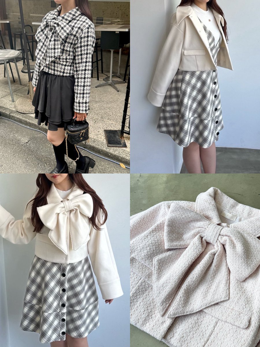 winter coat collection🤍 ビッグリボンコート ¥16,800 カラー: OW/PI/BK